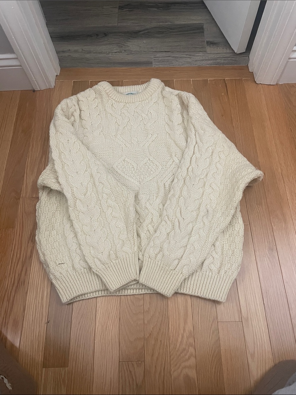 Aran Crafts Cream Cable Knit Irish Crewneck Sweater ? Unisex